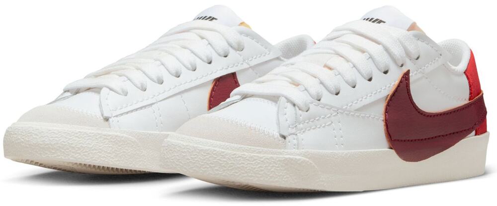 Nike Blazer Low '77 Jumbo Sneakers Leather White Dark Beetroot Cinnabar 7.5